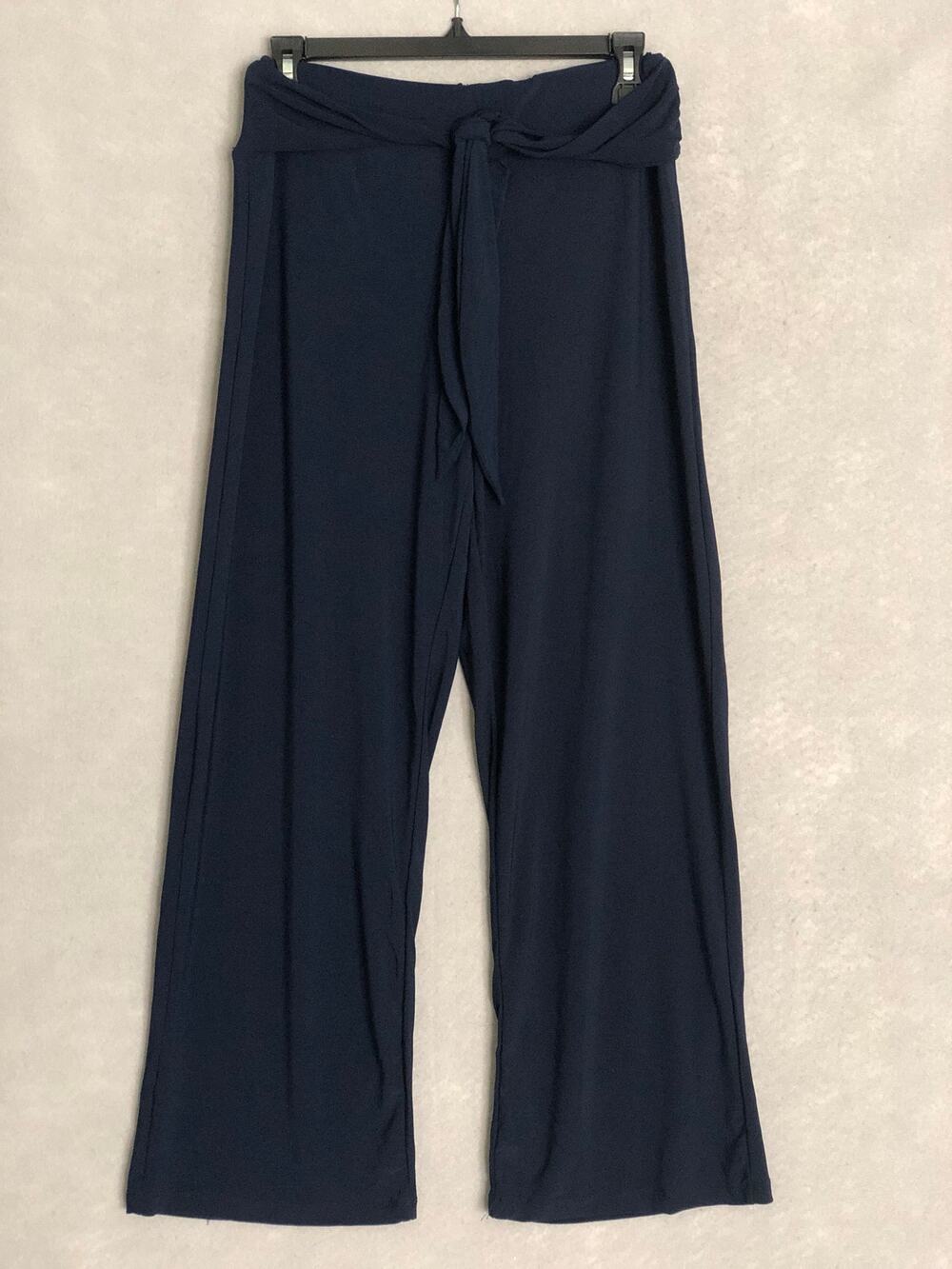 NY Collections Pull-On Pants with Sash Navy Women's Petite Medium NEW